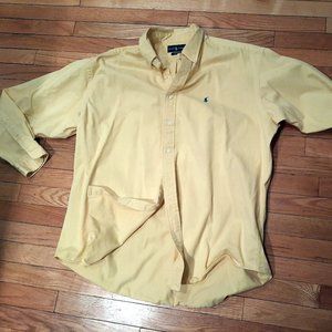 Ralph Lauren Blake Long Sleeve Button Down - XL Yellow with blue emblem
